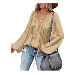 LAMISSCHE Chiffon Silk Satin Blouse Shirt Tunic, Womens XL, Viking, Renaissance